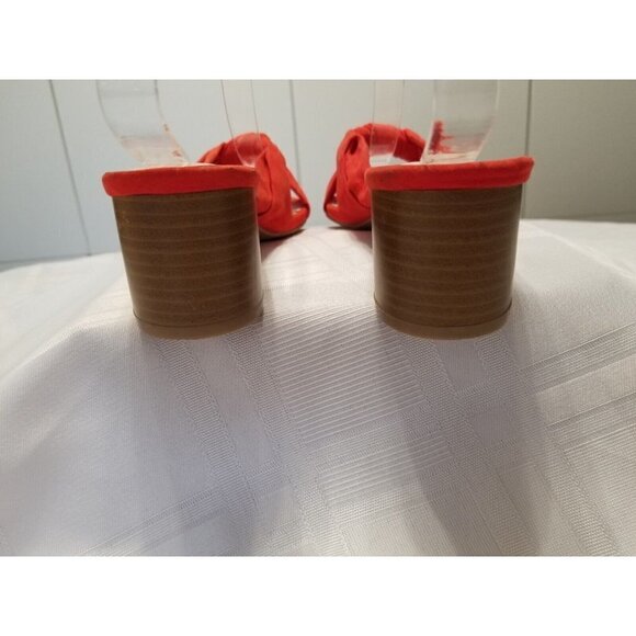 Lulus Faux Orange Suede Mules Slide Sandal Heels Stacked Heel Womens Size 7.5 M - Picture 6 of 8